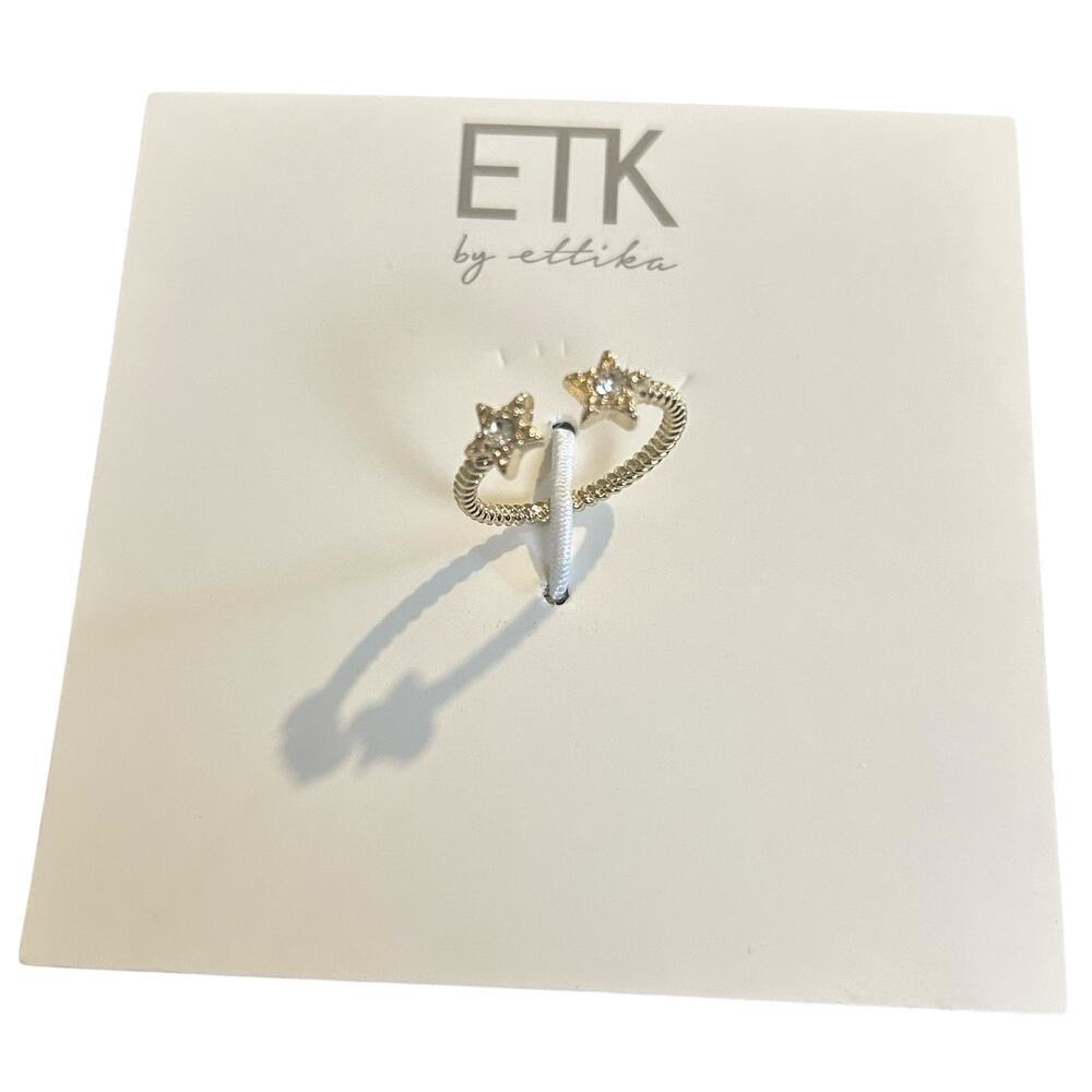 Ettika Gold Star Disconnected Twist Ring Size 7